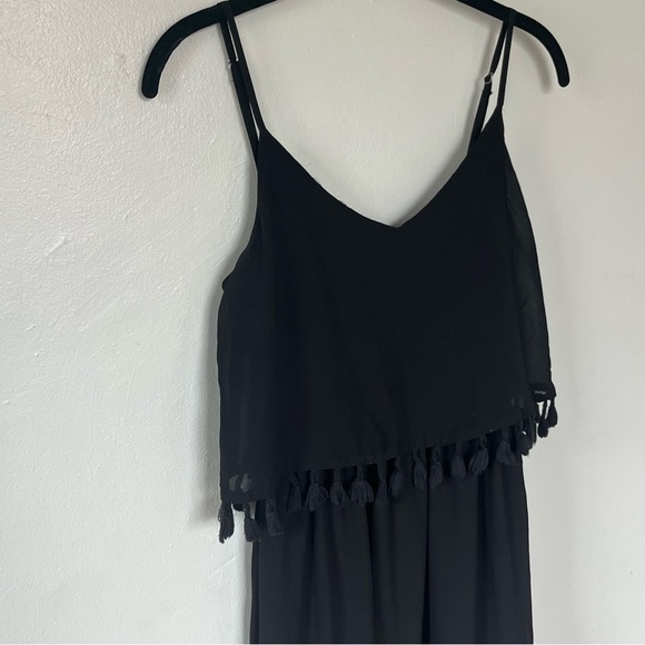 Anthropologie boohoo Bohemian Tassel Hem Dress Black Small - Picture 4 of 9